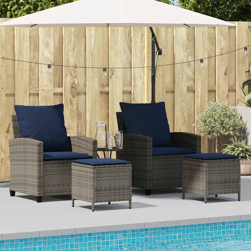 vidaXL 4-tlg. Garten-Sofagarnitur mit Kissen Schwarz Poly Rattan