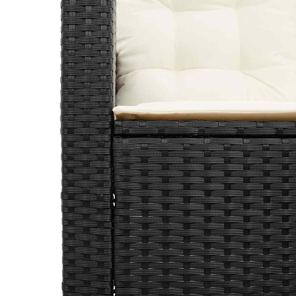 vidaXL Gartensofa in L-Form mit Tisch und Kissen Schwarz Poly Rattan