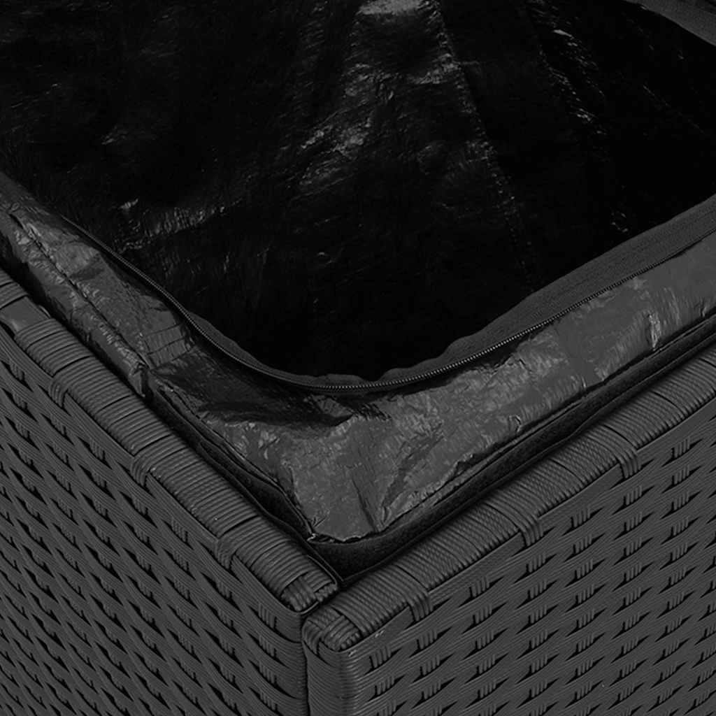 vidaXL Gartenhocker mit Kissen 2 Stk. Schwarz 40x40x43 cm Poly Rattan