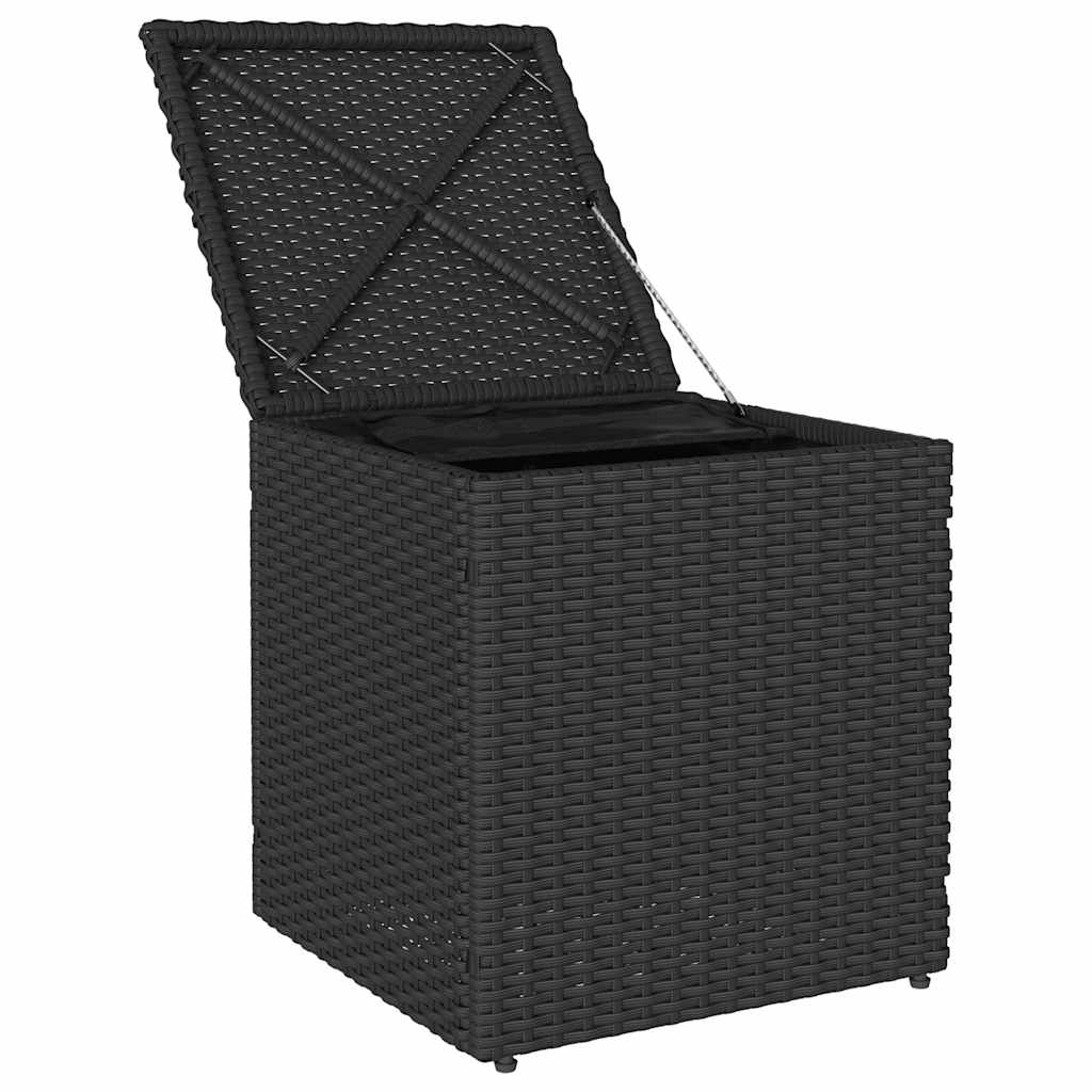 vidaXL Gartenhocker mit Kissen 2 Stk. Schwarz 40x40x43 cm Poly Rattan