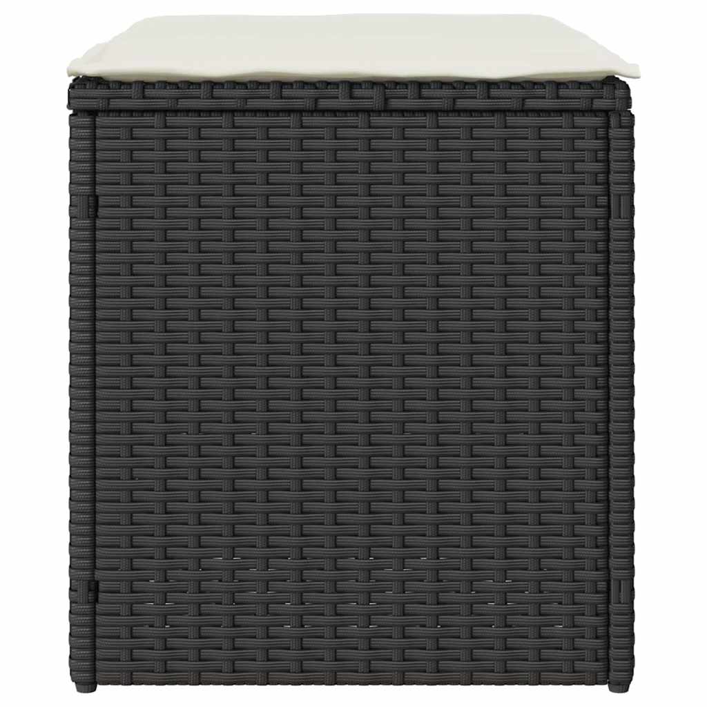 vidaXL Gartenhocker mit Kissen 2 Stk. Schwarz 40x40x43 cm Poly Rattan