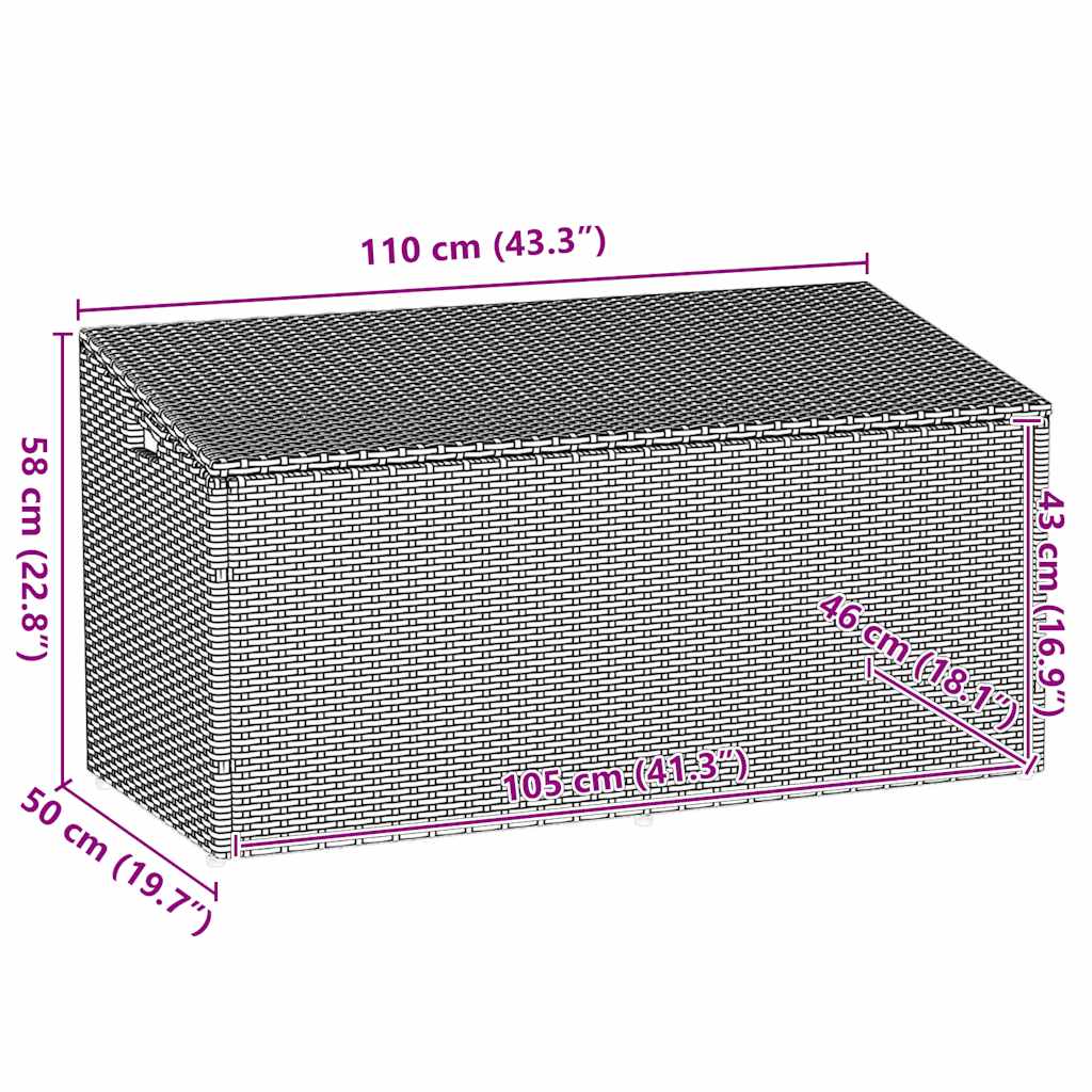 vidaXL Garten-Aufbewahrungsbox Schwarz 110 x 50 x 58 cm Poly Rattan