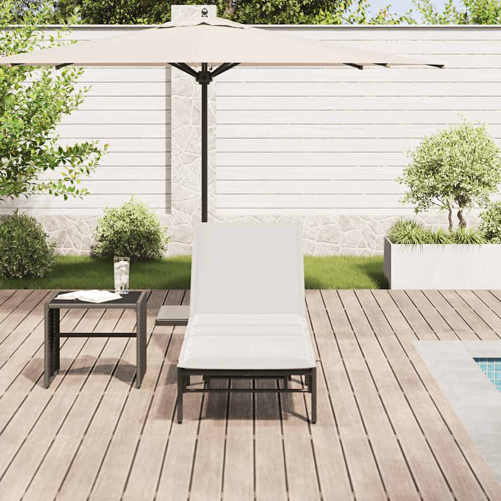 vidaXL Sonnenliege mit Auflage Schwarz Poly-Rattan