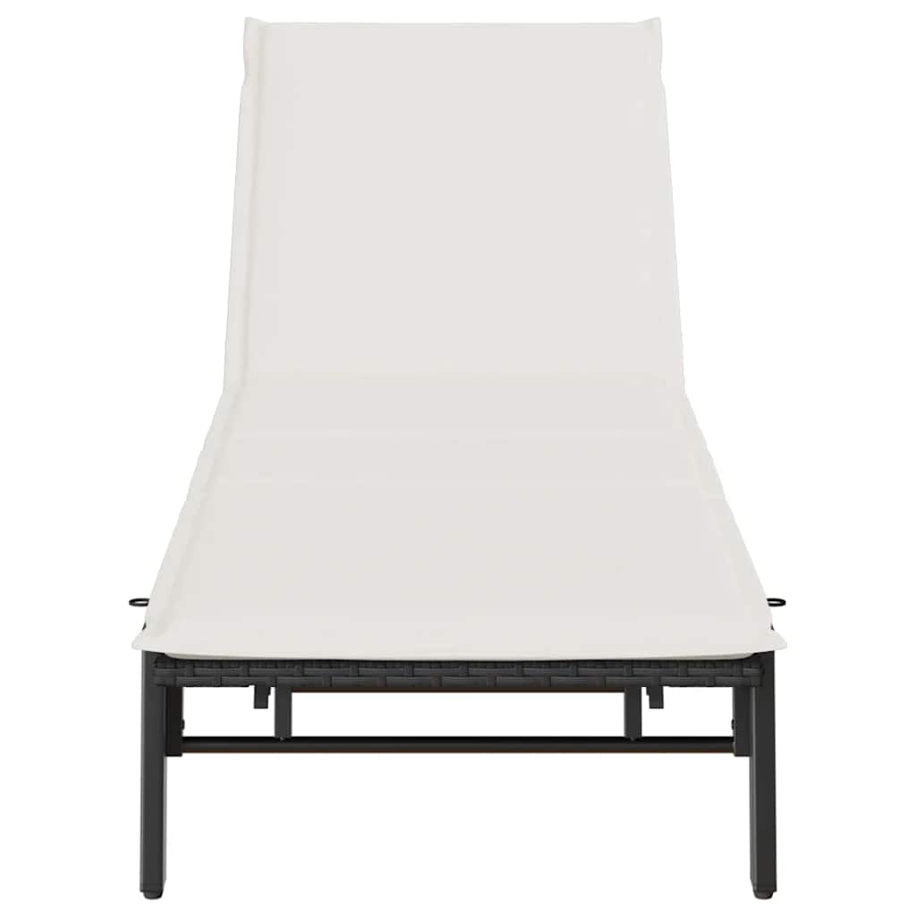 vidaXL Sonnenliege mit Auflage Schwarz Poly-Rattan