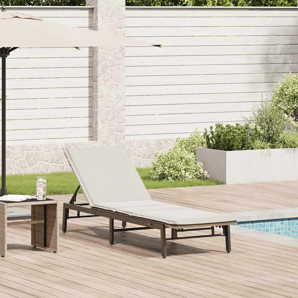 vidaXL Sonnenliege mit Auflage Schwarz Poly-Rattan