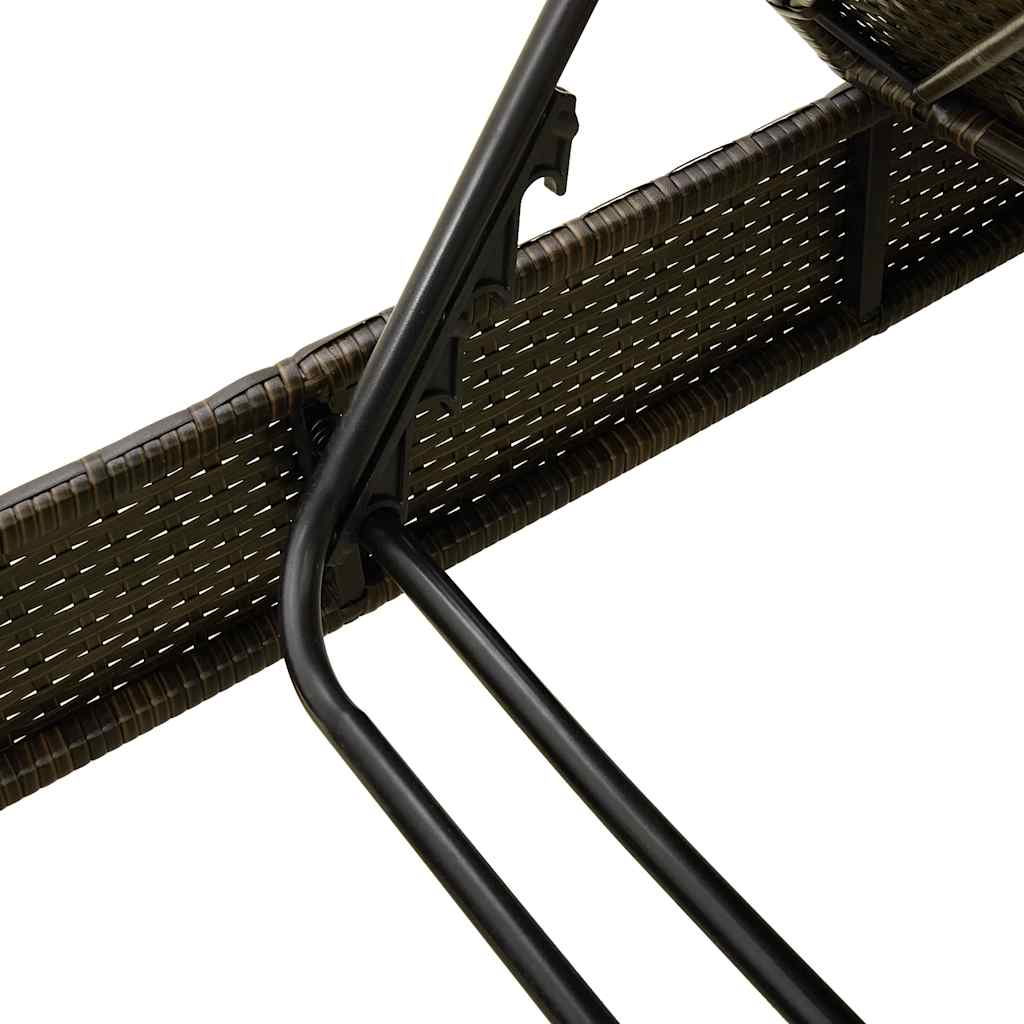 vidaXL Sonnenliege mit Auflagen Braun 55x200x25,5cm Poly Rattan