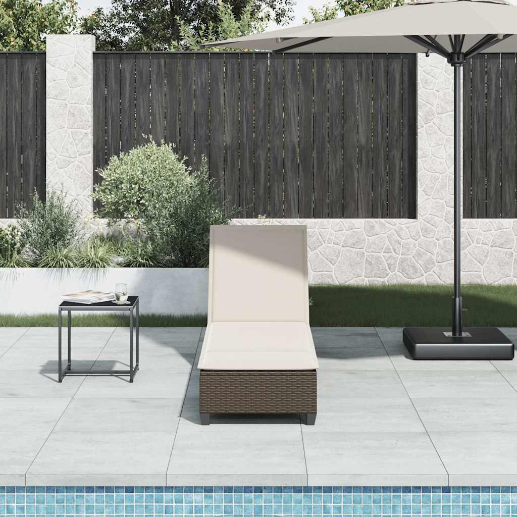 vidaXL Sonnenliege mit Auflagen Braun 55x200x25,5cm Poly Rattan