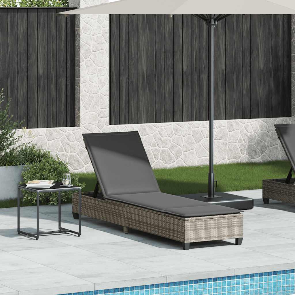 vidaXL Sonnenliege mit Auflagen Braun 55x200x25,5cm Poly Rattan