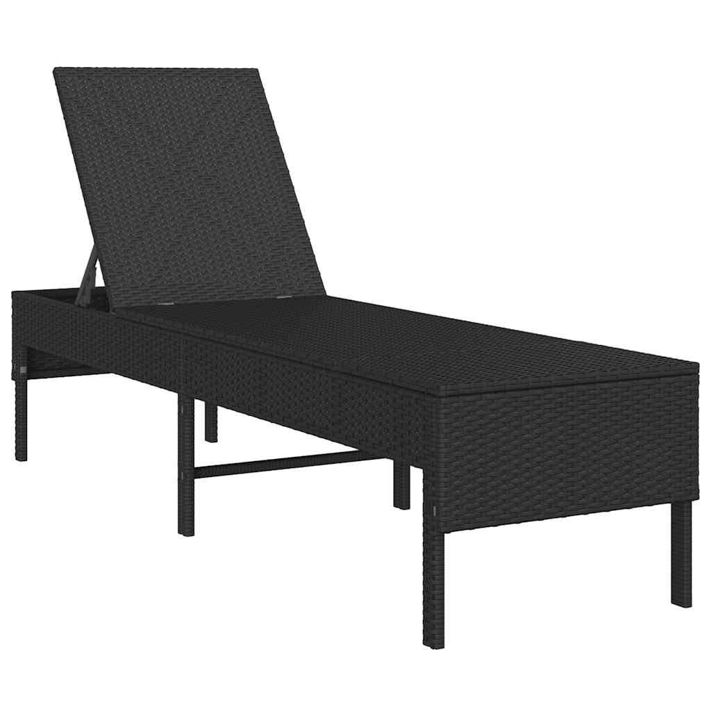 vidaXL Sonnenliege mit Auflage Schwarz 55x200x44 cm Poly Rattan