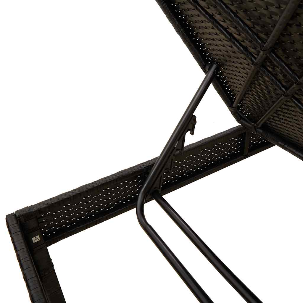 vidaXL Sonnenliege mit Auflage Schwarz 55x200x44 cm Poly Rattan