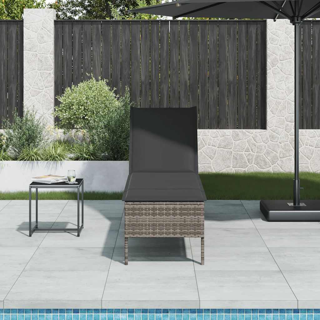 vidaXL Sonnenliege mit Auflage Schwarz 55x200x44 cm Poly Rattan