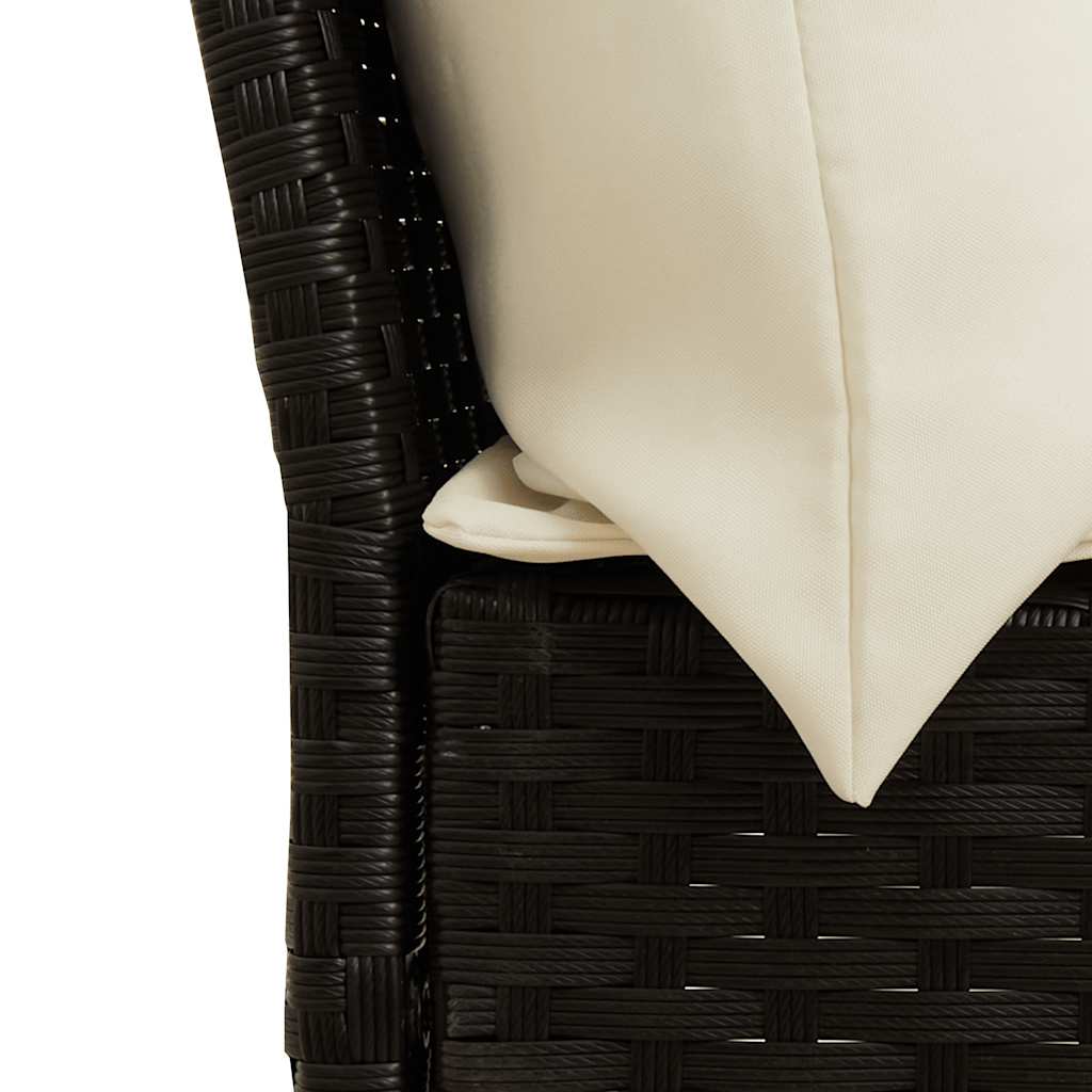 vidaXL Gartensofa mit Kissen Schwarz Poly Rattan