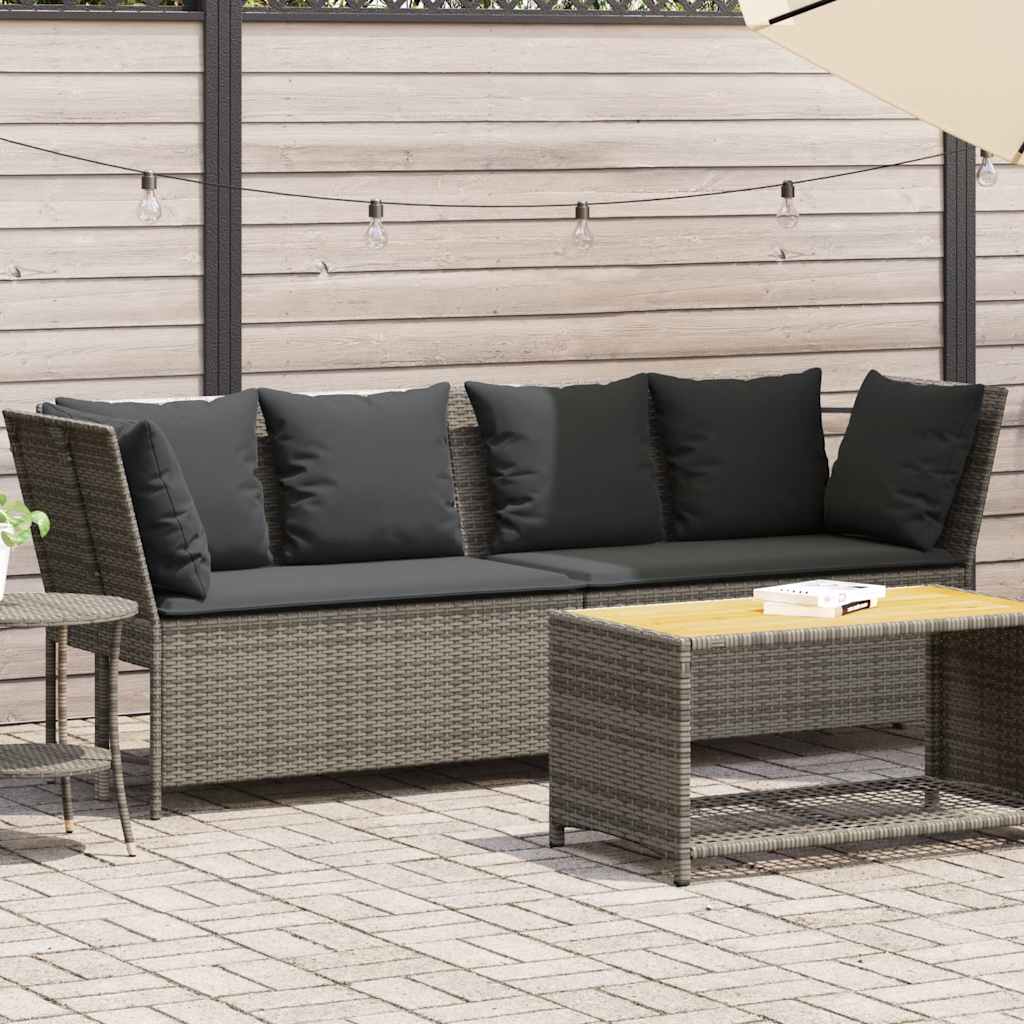 vidaXL Gartensofa mit Kissen Schwarz Poly Rattan