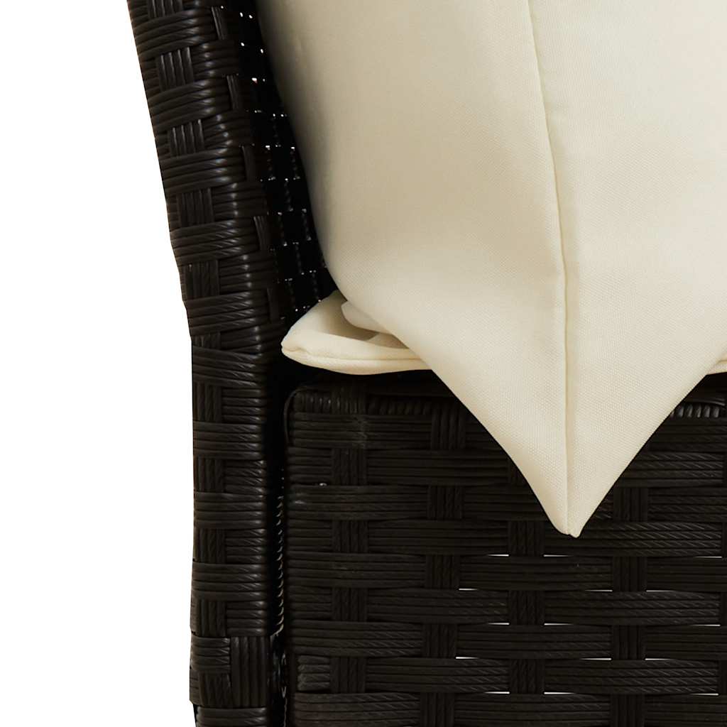 vidaXL 4-tlg. Garten-Essgruppe mit Kissen Schwarz Poly Rattan