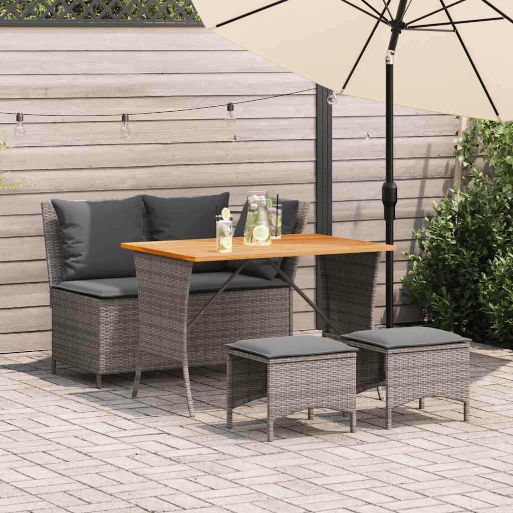 vidaXL 4-tlg. Garten-Essgruppe mit Kissen Schwarz Poly Rattan