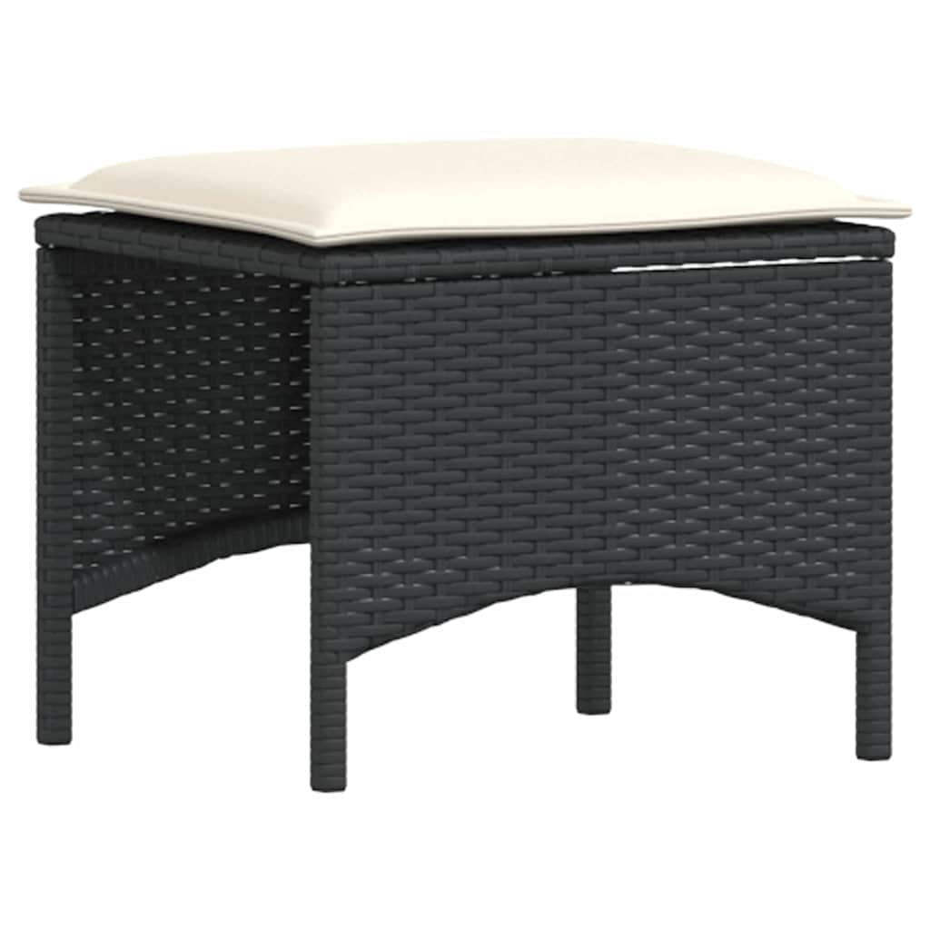 vidaXL 3-tlg. Garten-Essgruppe mit Kissen Schwarz Poly Rattan