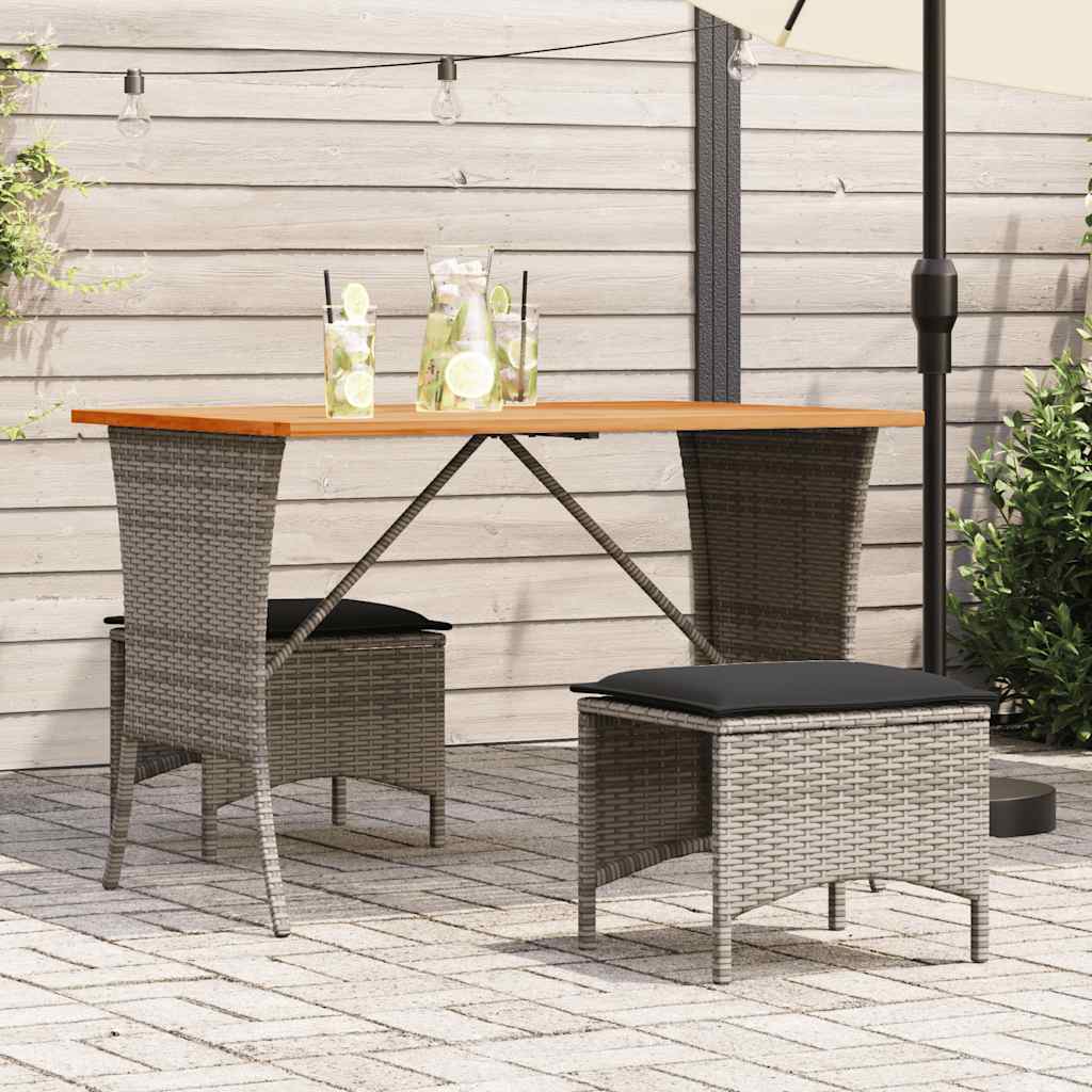 vidaXL 3-tlg. Garten-Essgruppe mit Kissen Schwarz Poly Rattan