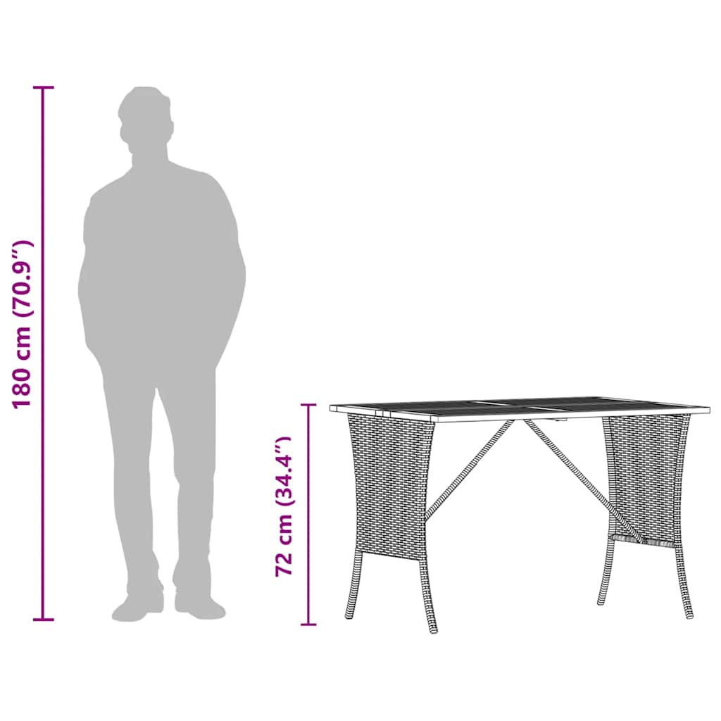 vidaXL Gartentisch mit Akazienholzplatte 105x75x72 cm Poly Rattan