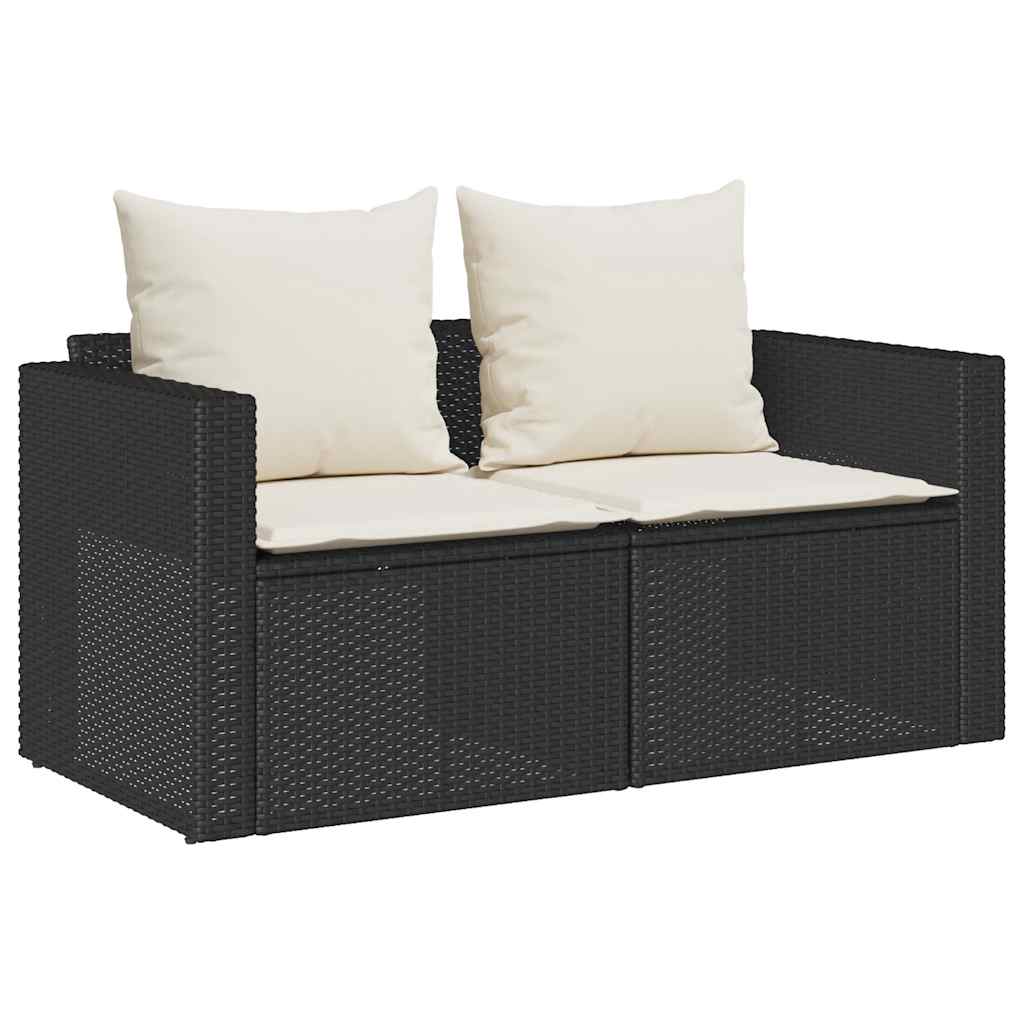 vidaXL 5-tlg. Garten-Sofagarnitur Kissen Stapelbar Schwarz Poly Rattan