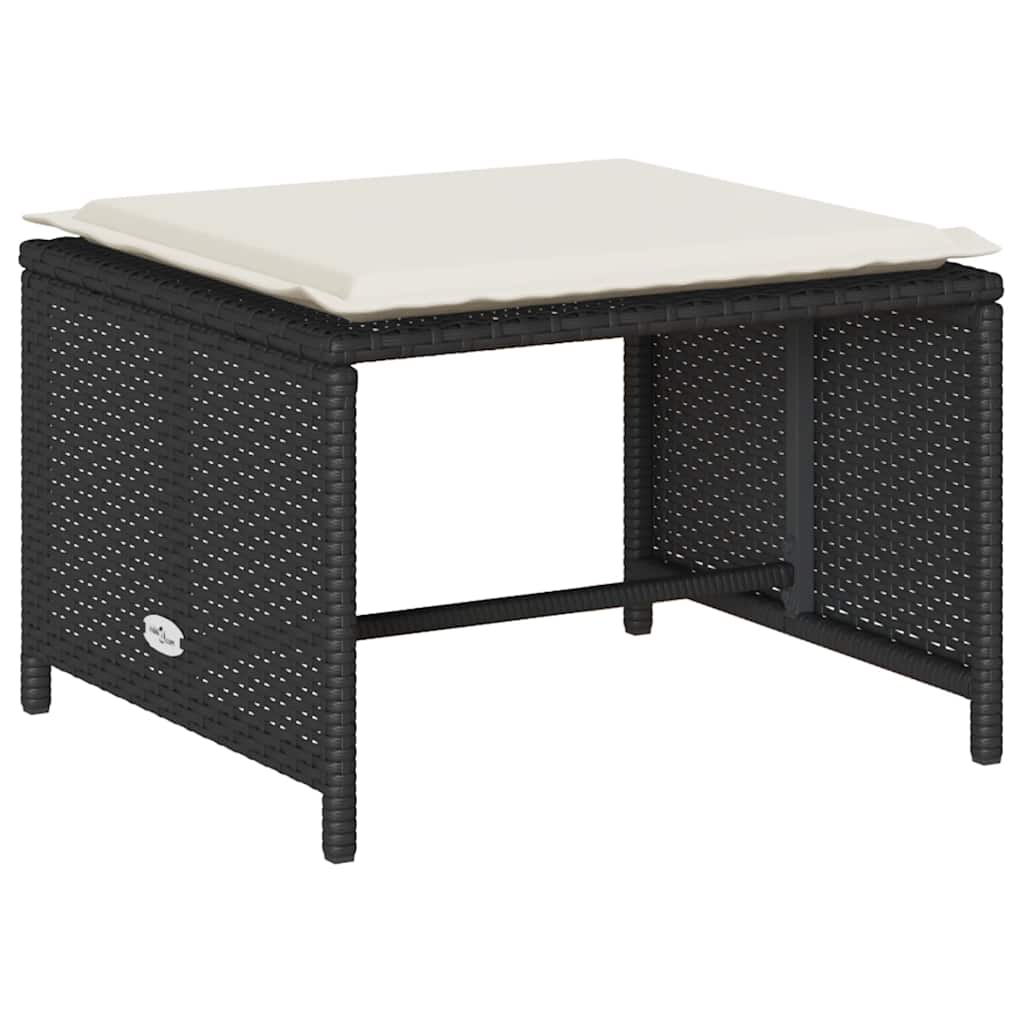 vidaXL 5-tlg. Garten-Sofagarnitur Kissen Stapelbar Schwarz Poly Rattan