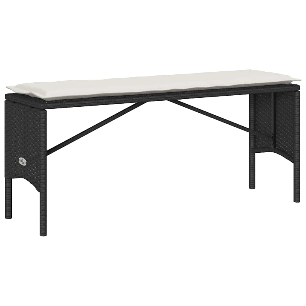 vidaXL 3-tlg. Garten-Essgruppe mit Kissen Schwarz Poly Rattan