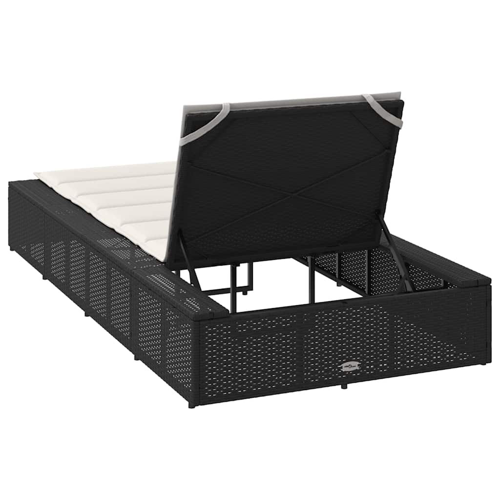 vidaXL Sonnenliege mit schwebender Auflage Schwarz Poly Rattan