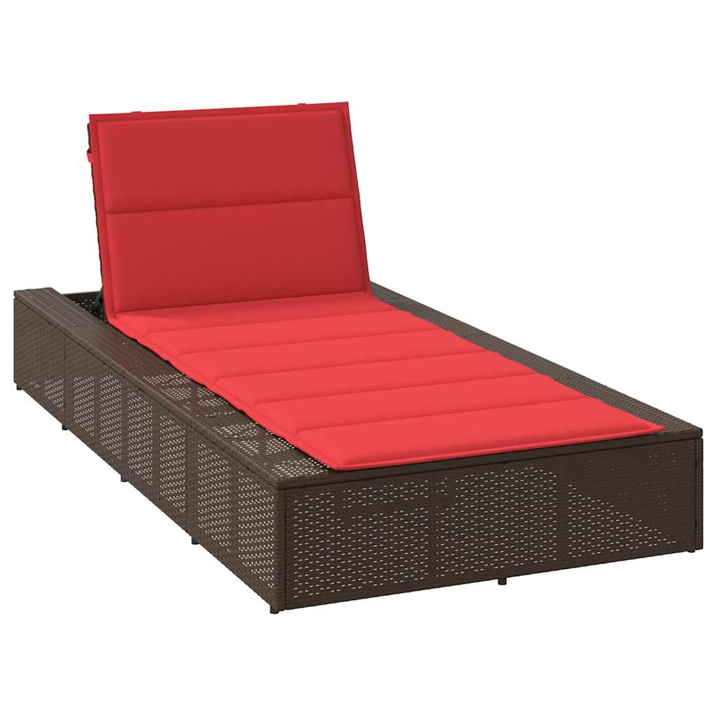 vidaXL Sonnenliege mit schwebender Auflage Schwarz Poly Rattan