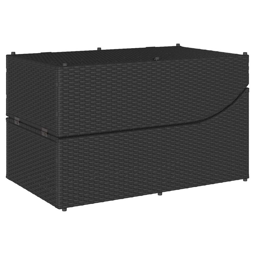 vidaXL Klappliege mit Auflage und Stauraum Schwarz Poly-Rattan