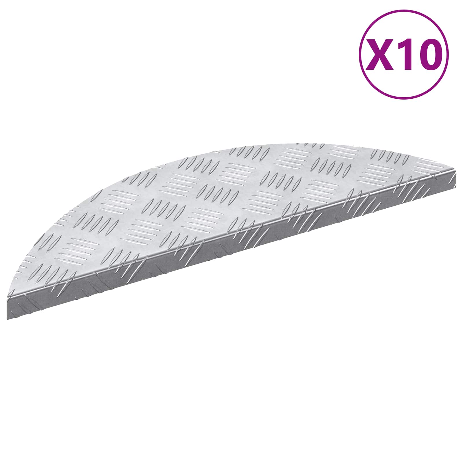 vidaXL Treppe Tritt Halbmond 5 pcs Silber 60 x 18 cm Aluminium