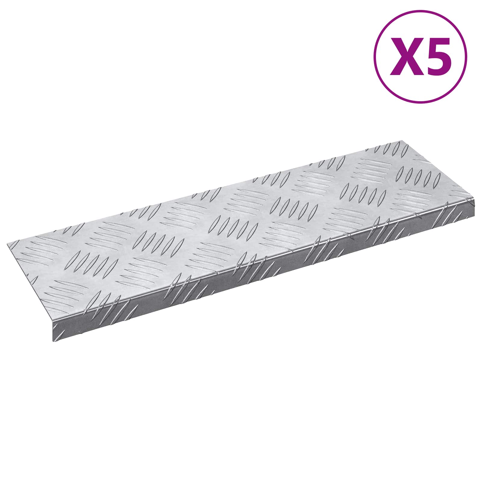 vidaXL Treppe Tritt Halbmond 5 pcs Silber 60 x 18 cm Aluminium