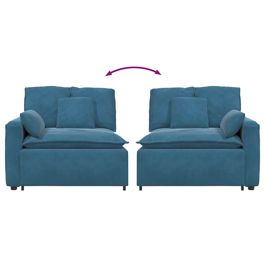 vidaXL Modulares Sofa Endmodul mit Armlehne Kissen Blau 100 cm