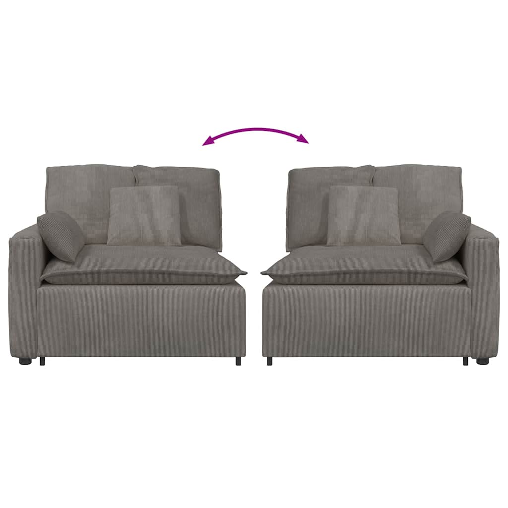 vidaXL Modulares Sofa Endmodul mit Armlehne Kissen Hellgrau 100 cm