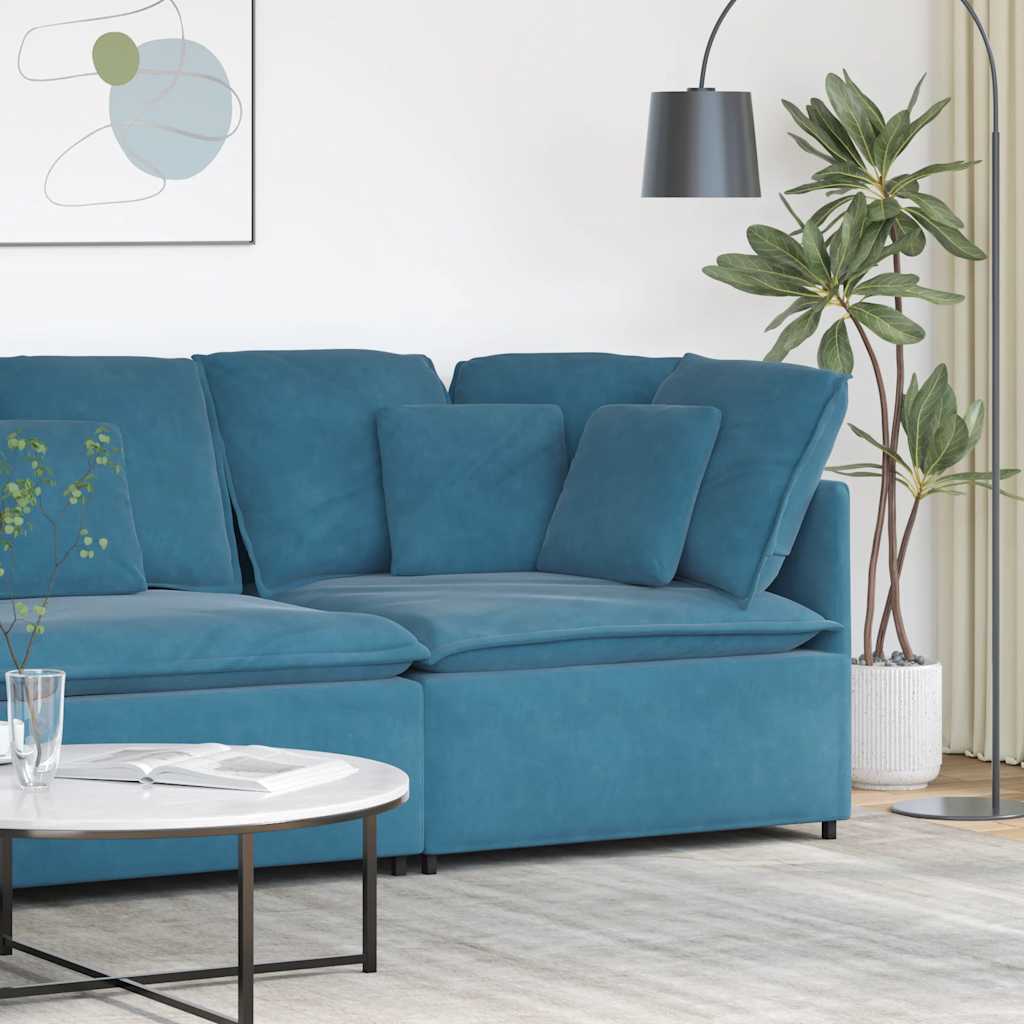 vidaXL Modulares Sofa Endmodul mit Armlehne Kissen Blau 100 cm