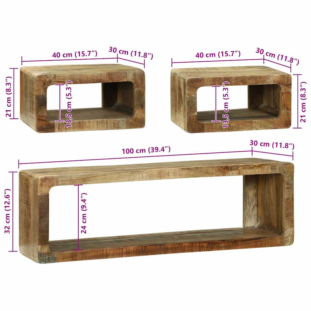 vidaXL TV-Schrank-Set 3 pcs Braun 100 x 30 x 32 cm Massivholz Mango