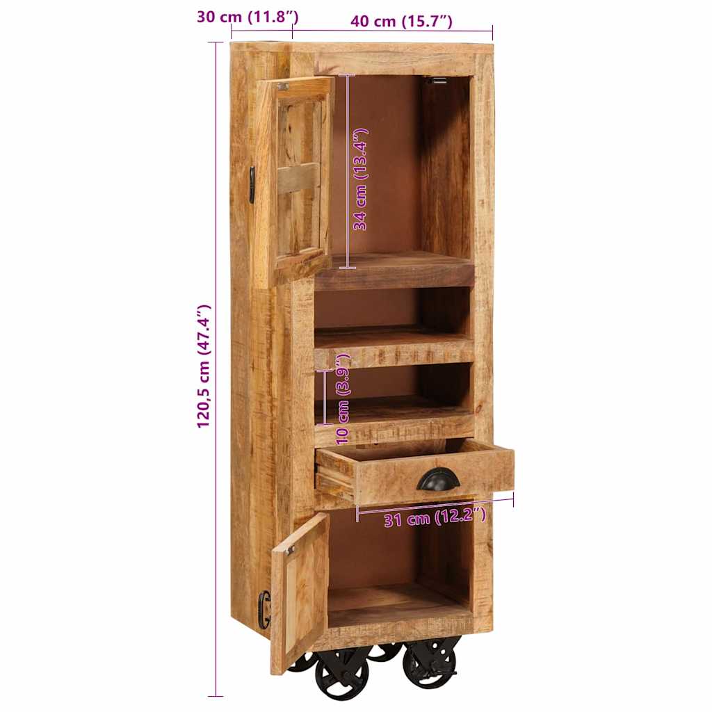 vidaXL Highboard Braun 40 x 30 x 120,5 cm Massivholz Mango