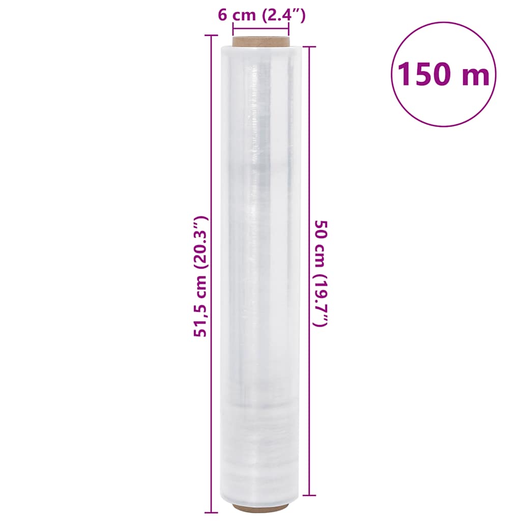vidaXL Stretchfolie 2 Stk. Transparent 17 μm 50 cm x 150 m