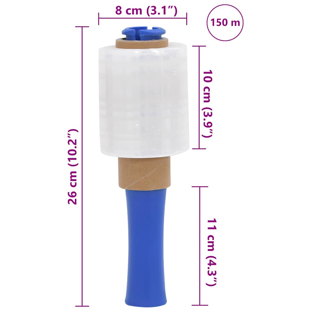 vidaXL Stretchfolie mit Griff 10 Stk. Transparent 23 μm 50 cm x 150 m