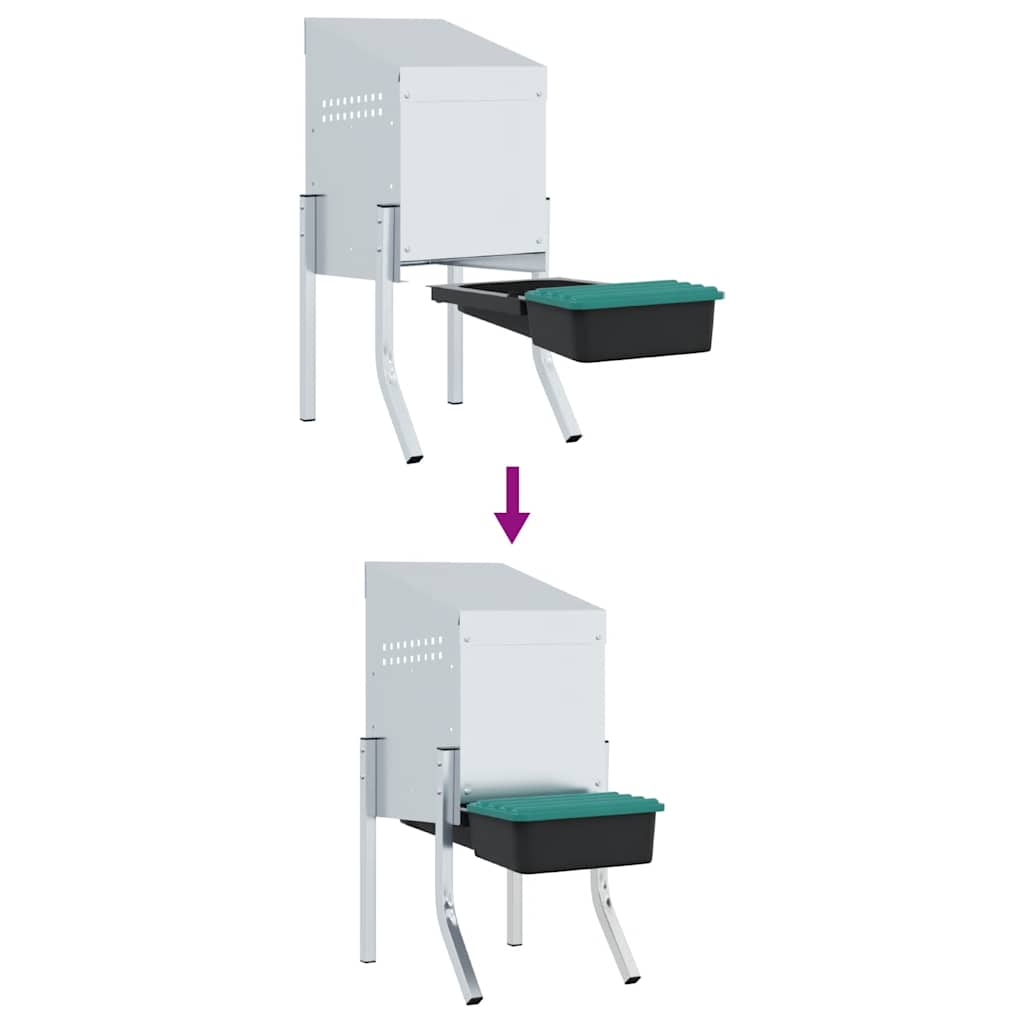 vidaXL Hühner-Nistkasten 1 Abteil mit Beinen Verzinkter Stahl