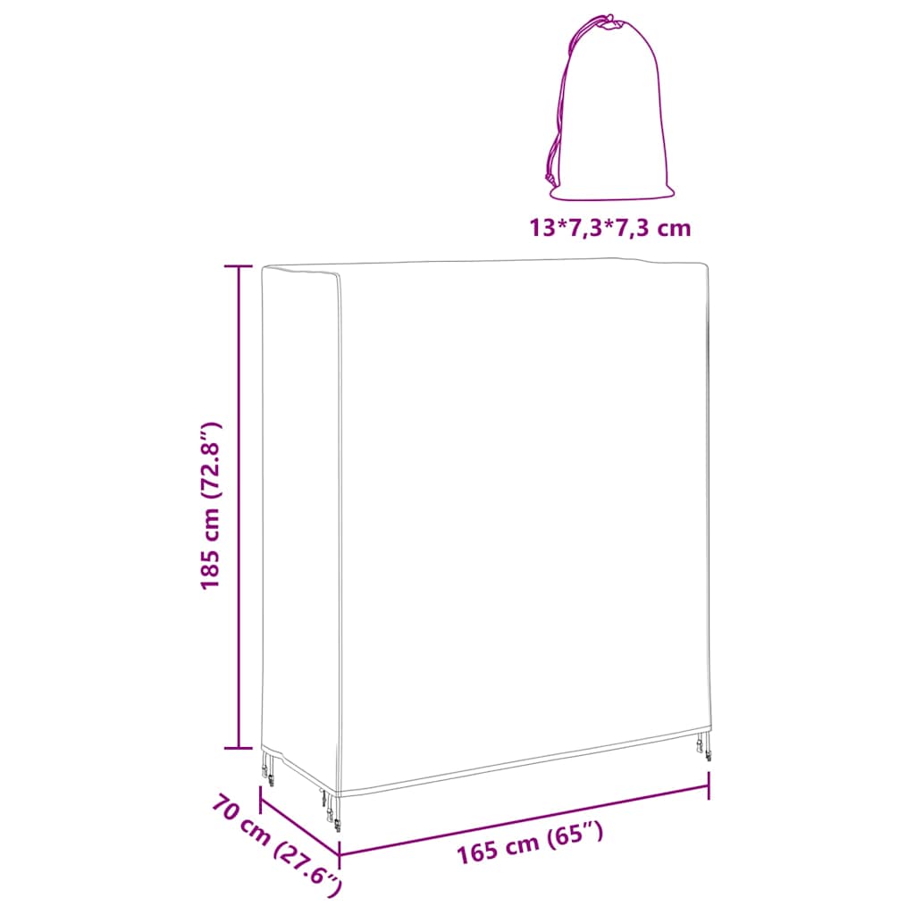 vidaXL Pingpong Tischbezug Uni Schwarz 165 x 70 x 185 cm Stoff