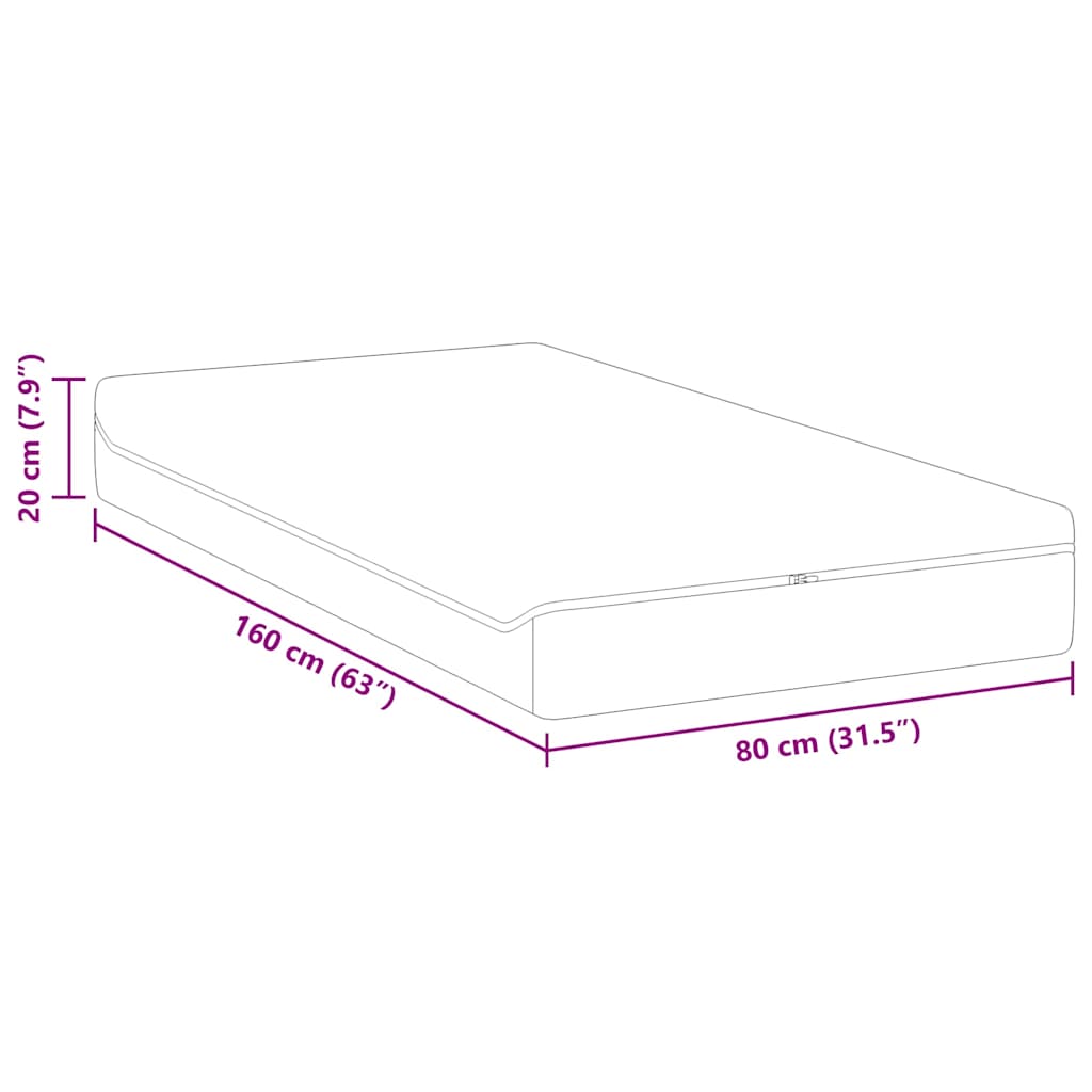 vidaXL Matratze Weiß und Grau 80 x 160 cm Taschenfeder