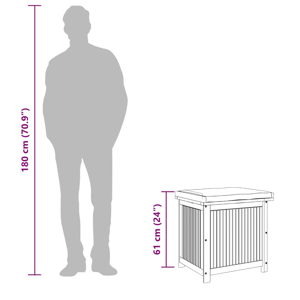 vidaXL Outdoor-Kissenbox 60x50x61 cm Massivholz Akazie