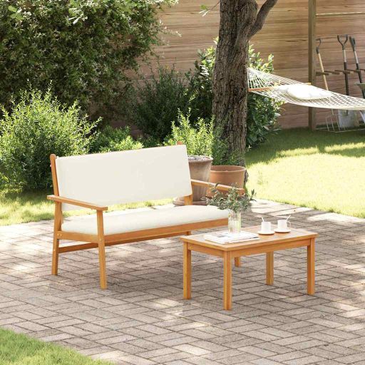 vidaXL Gartenstuhl mit Kissen 2 pcs Cremeweiß Massivholz Akazie
