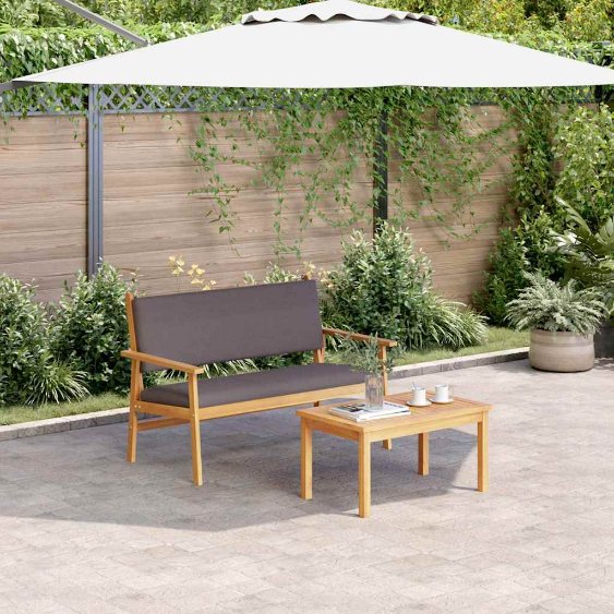 vidaXL Gartenstuhl mit Kissen 2 pcs Cremeweiß Massivholz Akazie