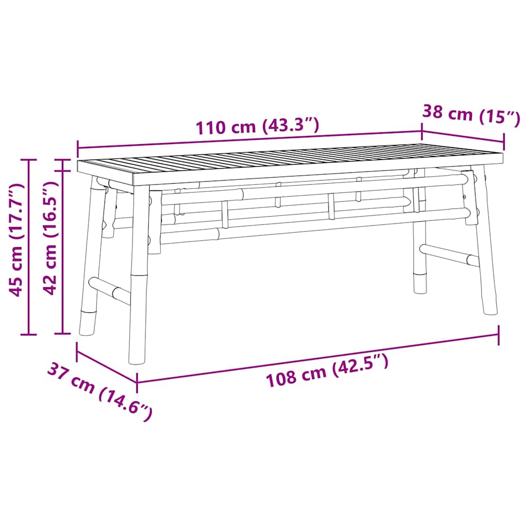 vidaXL Bank Braun 110 x 38 x 45 cm Bambus