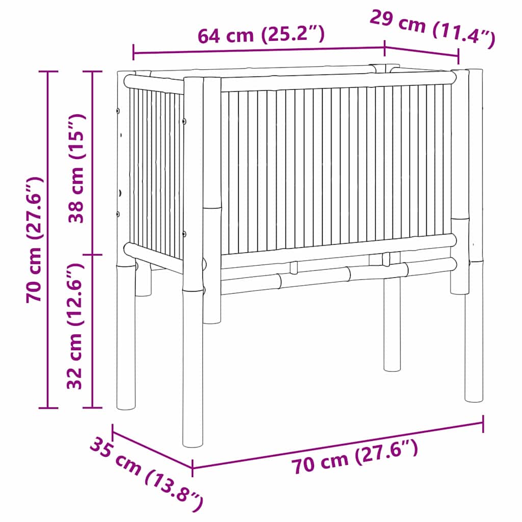 vidaXL Hochbeet Braun 70 x 35 x 70 cm Bambus