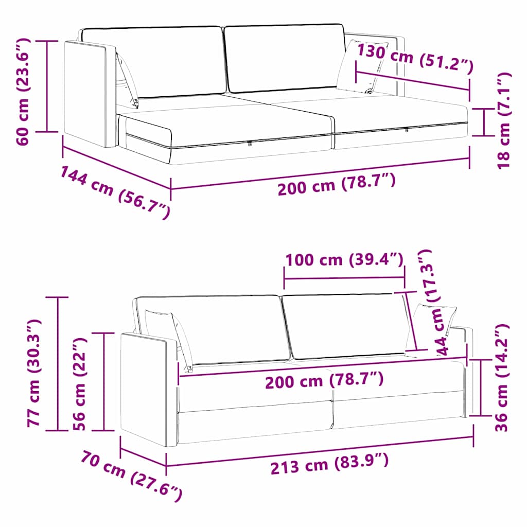 vidaXL Boden-Sofa-Bett Hellgrau 213 x 70 x 77 cm Samt