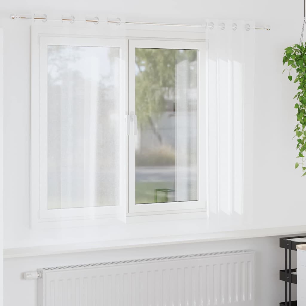 vidaXL Voile-Vorhang mit Vorhängen 2 pcs Weiß 140 x 140 cm Polyester