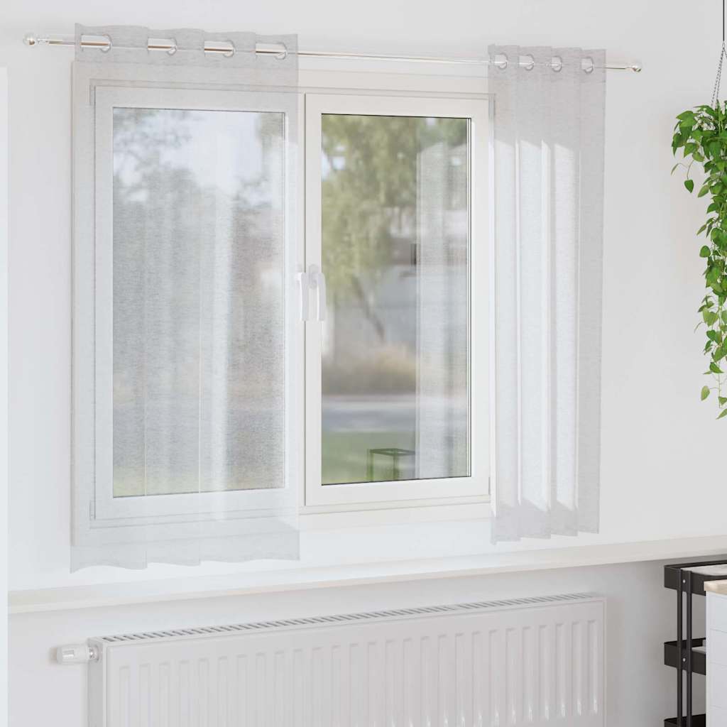 vidaXL Voile-Vorhang mit Vorhängen 2 pcs Weiß 140 x 140 cm Polyester