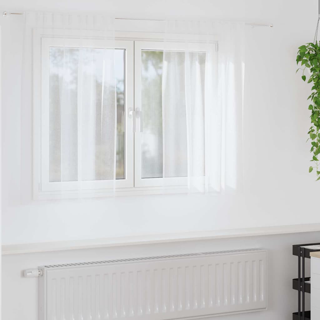 vidaXL Voile-Vorhang mit Vorhängen 2 pcs Weiß 140 x 140 cm Polyester