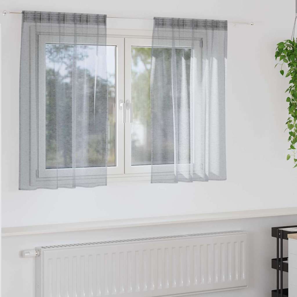 vidaXL Voile-Vorhang mit Vorhängen 2 pcs Weiß 140 x 140 cm Polyester